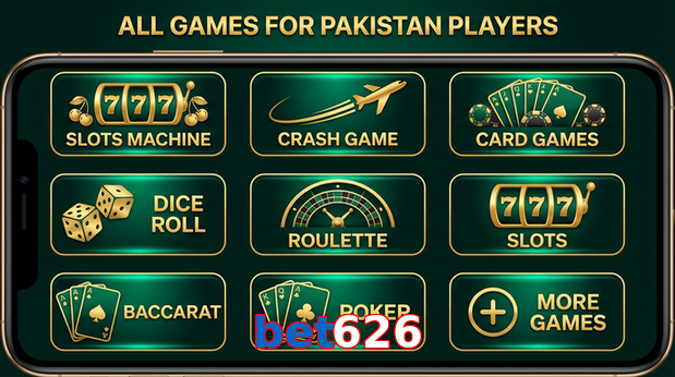 Main screen of Bet626 games page for PK players
