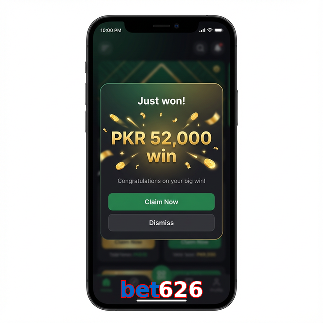 Main screen of Bet626 win page for PK players